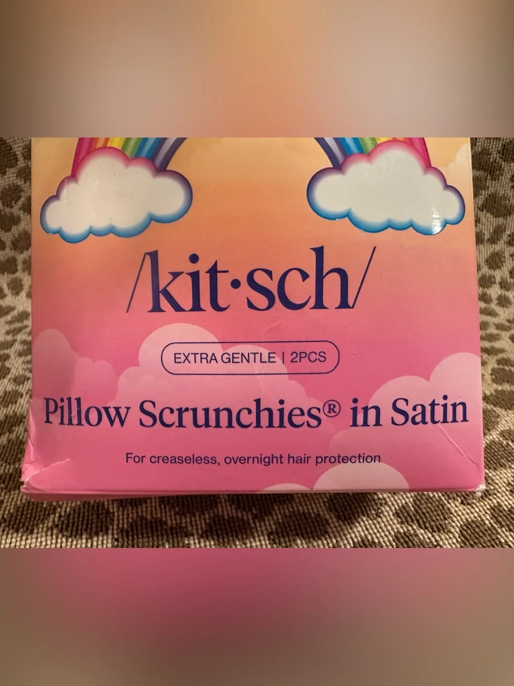 Kitsch x Lisa Frank Pillow Scrunchie In Satin 2 Piece Set~Oversized~New In Box!
